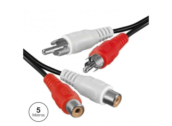 Nedis Cabo 2-RCA Macho / 2-RCA Fêmea 5M Nedis Cabo 2-RCA Macho / 2-RCA Fêmea 5M